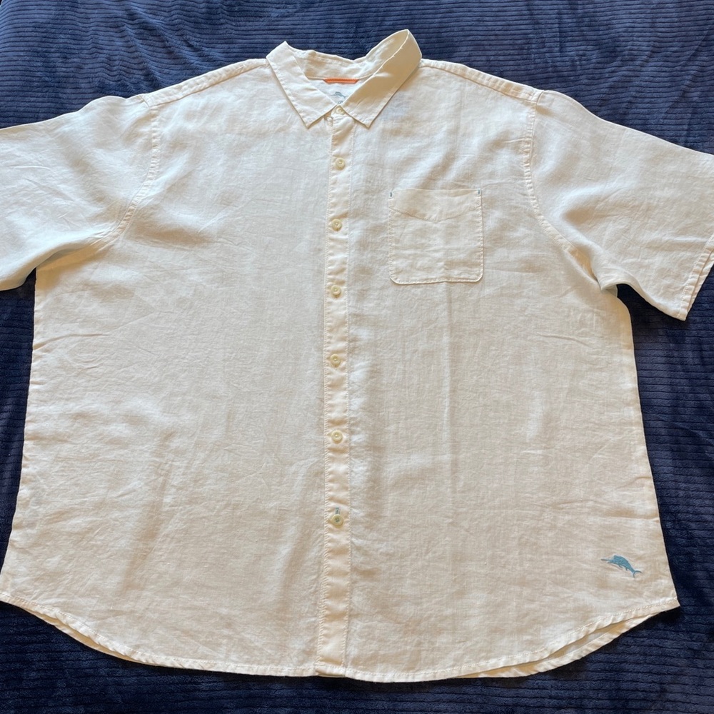 New Tommy Bahama Mens Shirt - Button Up - Short Sleeve- Marlin - White - 3XB